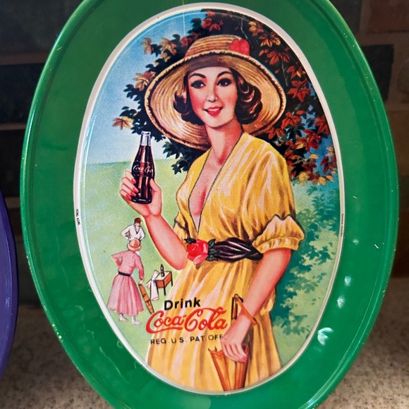 Vintage Mini Coca Cola Metal Tray Set - 4 - Picture 6 of 12